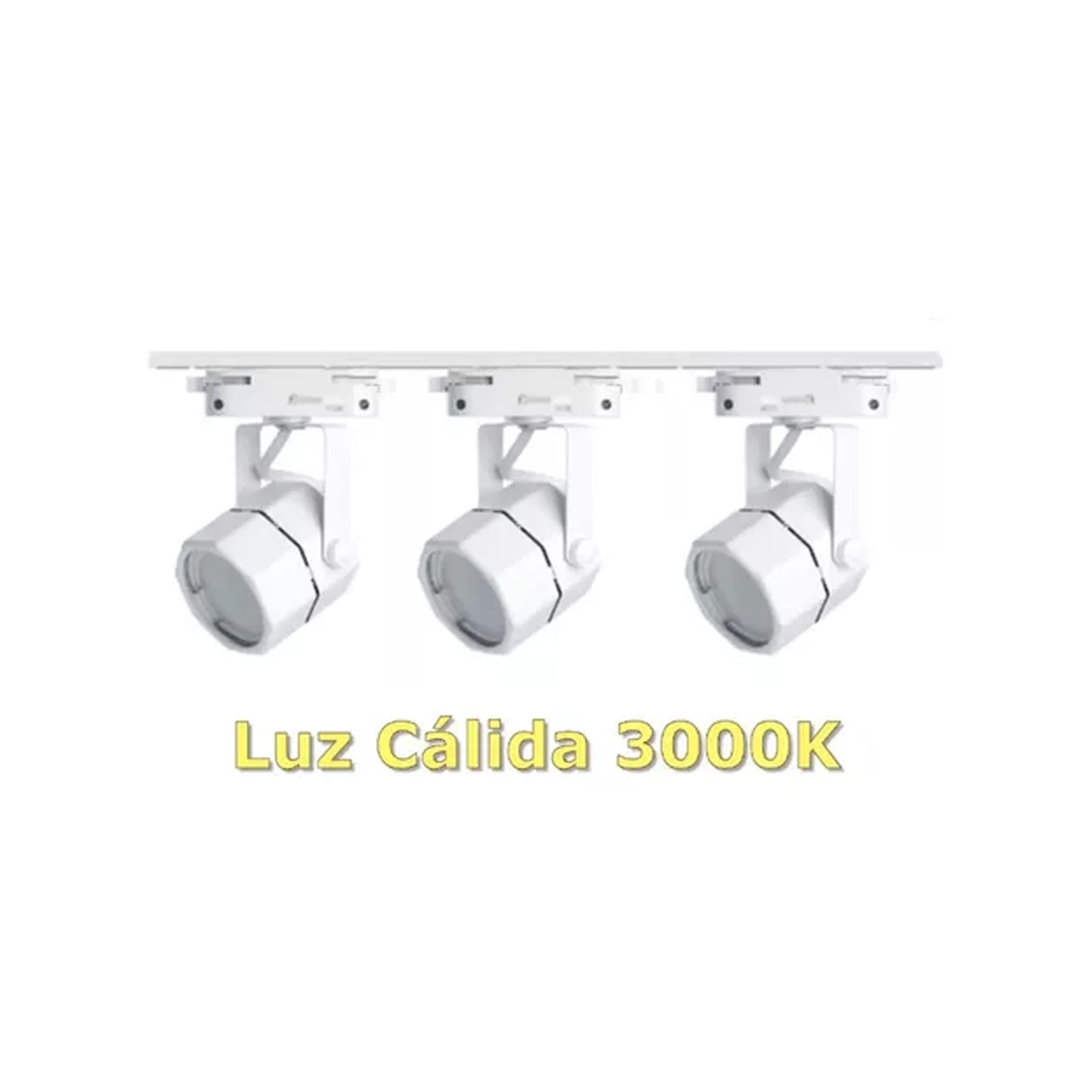 Presente - Lámpara Riel 3 Focos Hexagonal Luz Cálida 1mt Blanco Moderno