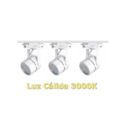 Presente - Lámpara Riel 3 Focos Hexagonal Luz Cálida 1Mt Blanco Moderno