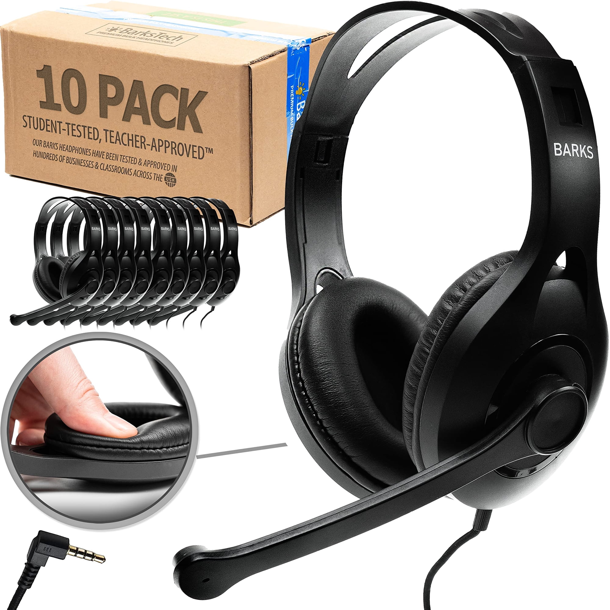 Barks Tech - Auriculares Classroom Barks Con Micrófono (paquete De 10)