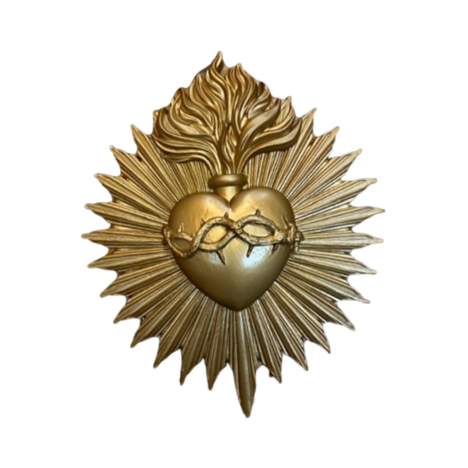 Magideal - Placa De Pared Gótica Con Forma De Corazón, Estatua Gótica, Soporte De Oración Feng Shui, Escultura Artística Colgante De Pared, Adorno Para El Hogar, Oro