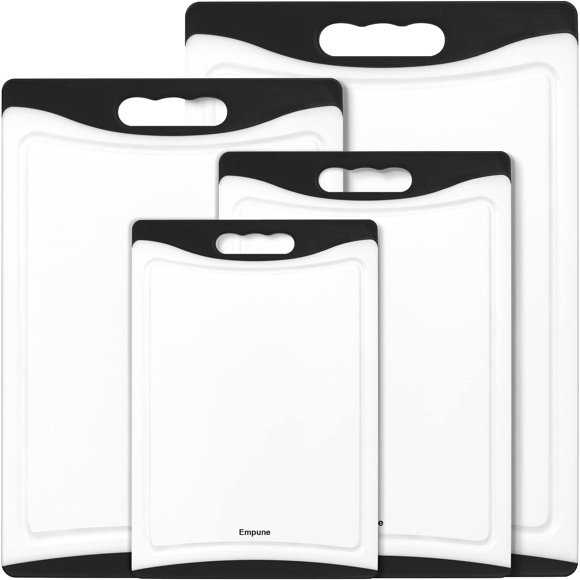 Juego de 4 tablas de cortar Empune Plastic Kitchen con ranuras para jugo