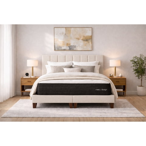 Ethan Desing - Cama 2 Plazas Completa | Base Europea + Colchón Excellense Plus 25Cm + Respaldo Tapizado