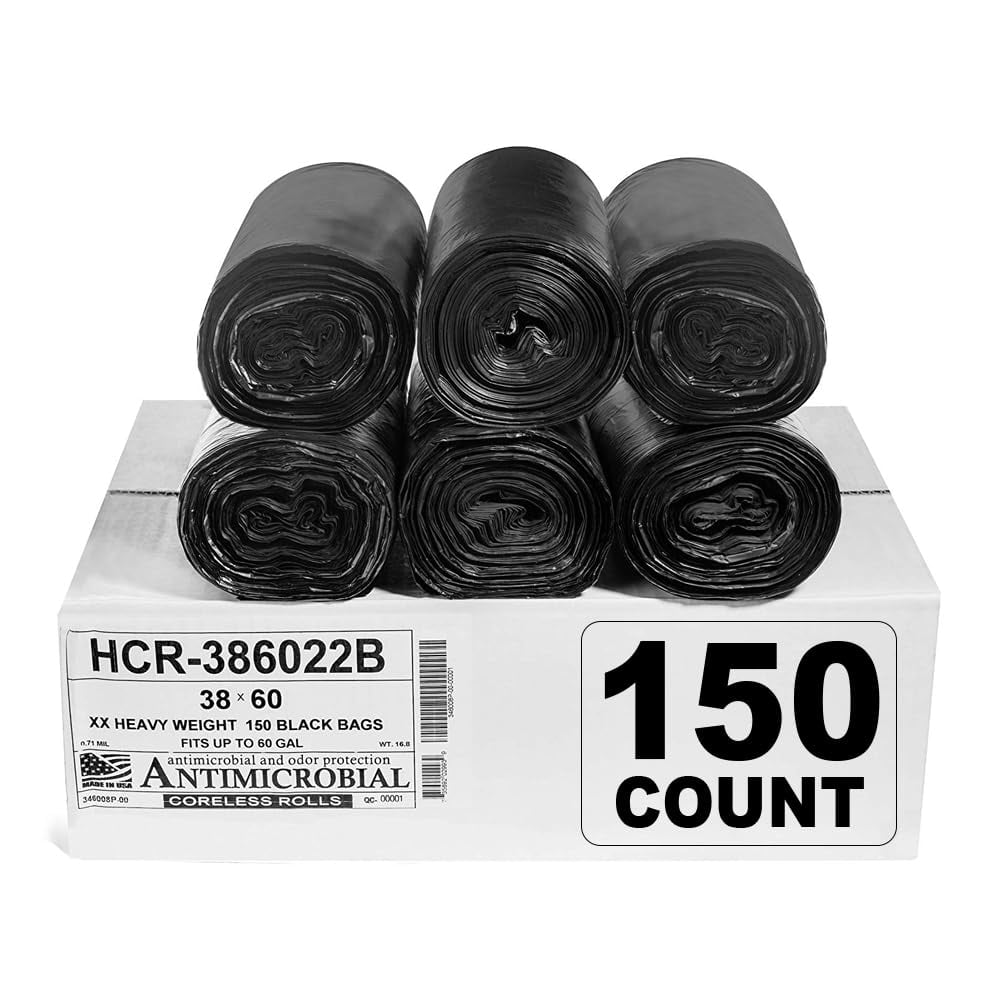 Bolsas De Basura Aluf Plastics, 60 Galones, 150 Unidades, Negras, 22 Micras