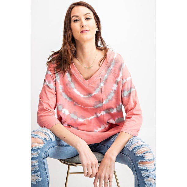 Top Cuadrado de Algodón Flameado, Lavado Especial, con Mangas 3/4, Talla L