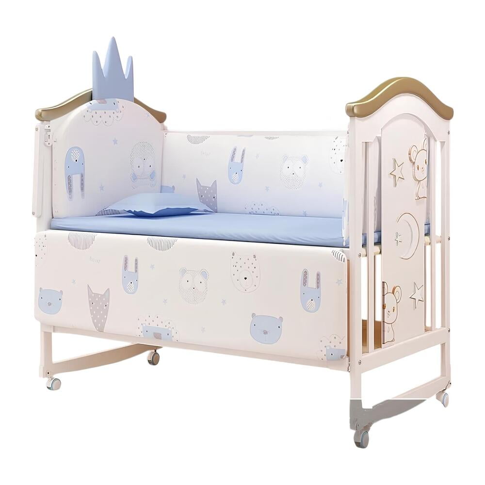 Cuna Colecho Madera 6 En 1 Con Accesorios Lubabycas Azul