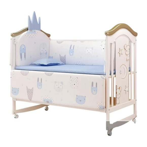 Cuna Colecho Madera 6 En 1 Con Accesorios Lubabycas Azul