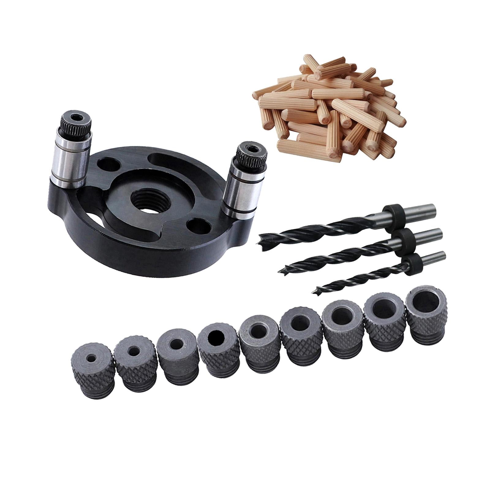 Ioensy - Juego De Guía De Broca Para Espiga Con Orificio De Madera Plantilla De Guía De Broca De 3 Orificios Superficie Anodizada Negro