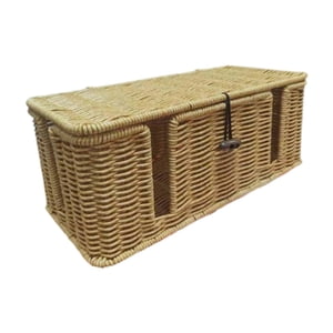 Bothyi - Caja Organizadora De Cables De Ratán Hecha A Mano Para Escritorio, 13 Cm De Altura.