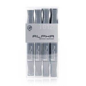 Alpha Markers - Marcadores Alpha Design Gris Toner Set 12 Colores