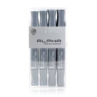 Alpha Markers - Marcadores Alpha Design Gris Toner Set 12 Colores