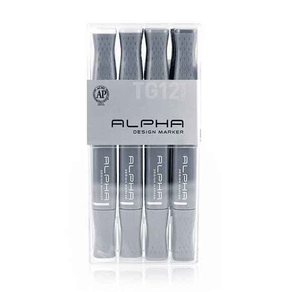 Marcadores Alpha Design Gris Toner Set 12 Colores