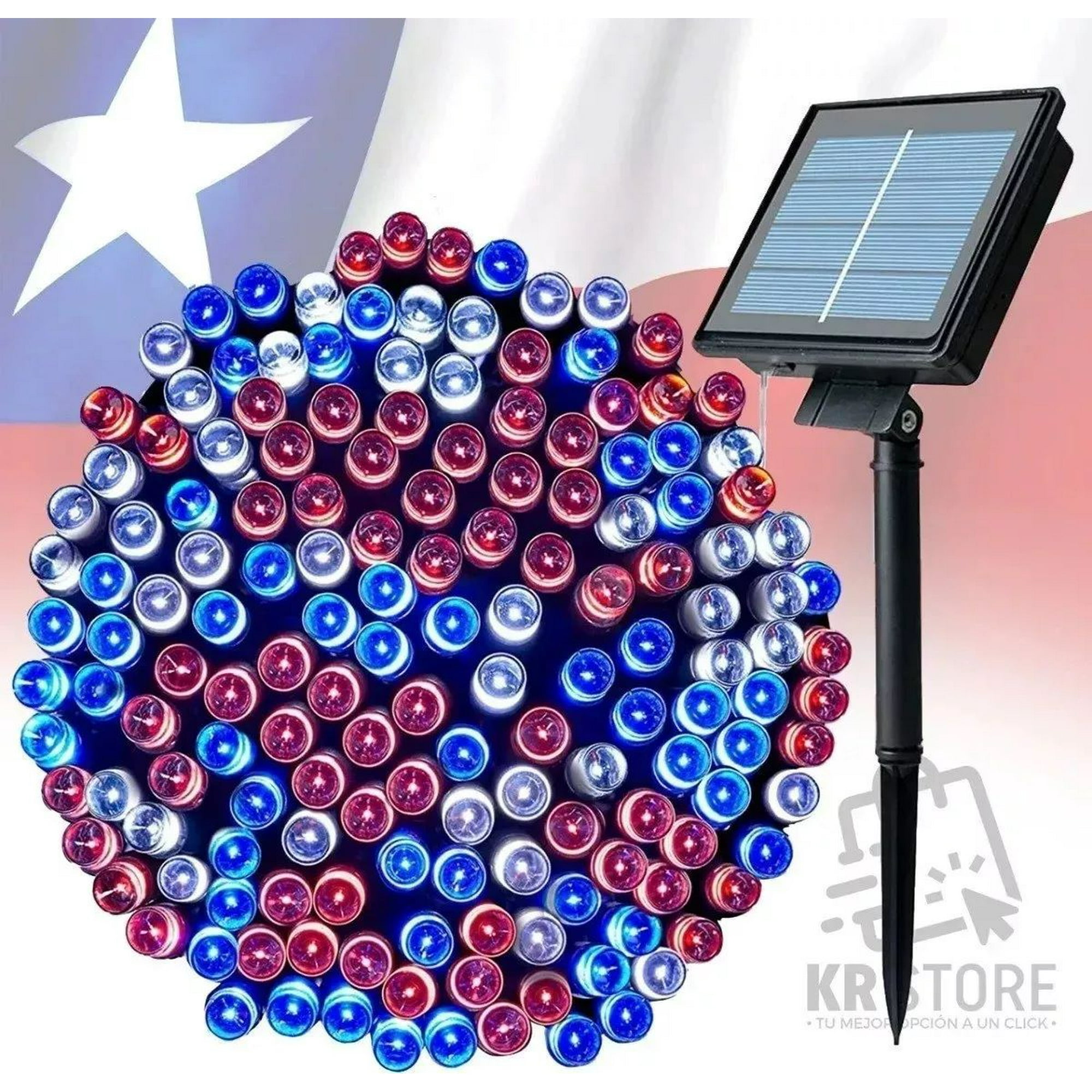 Shop E-home - Guirnalda Fiestas Patrias Decorativas Solar 10 Metros 100 Led Tricolor