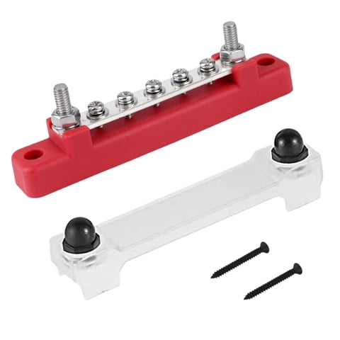 Ioensy - Bloque De Terminales Eléctricos Portátil Inoxidable Para Motocicletas Camiones Coches Rojo