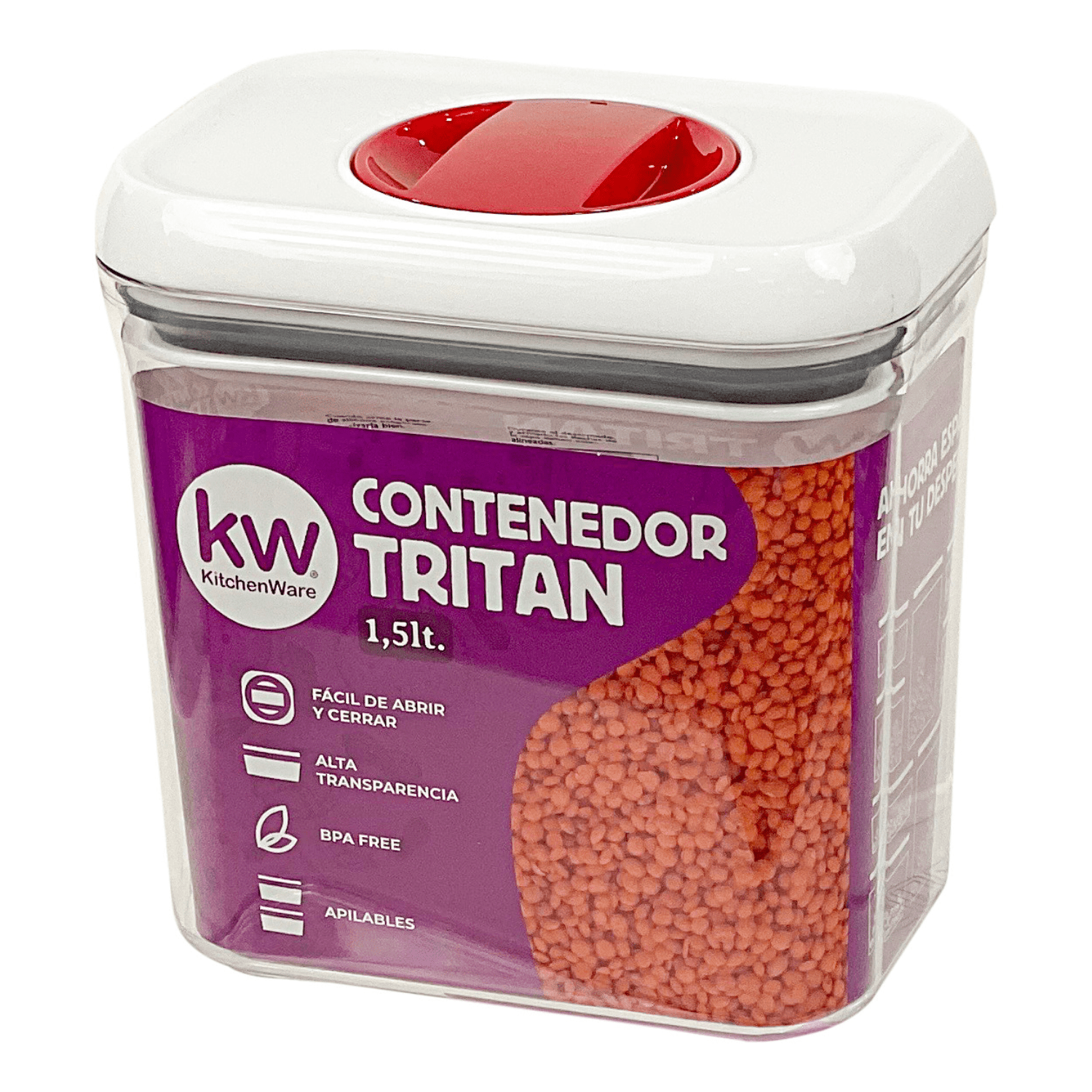 Kitchenware - Contenedor Hermético Rectangular 1 5 Lt Tritan