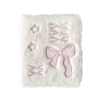 Bothyi - Álbum De Fotografías De Felpa De Dibujos Animados A6, Carpeta De Fotografías A6 Para Almacenamiento De Fotos, Niñas, Blanco Y Rosa