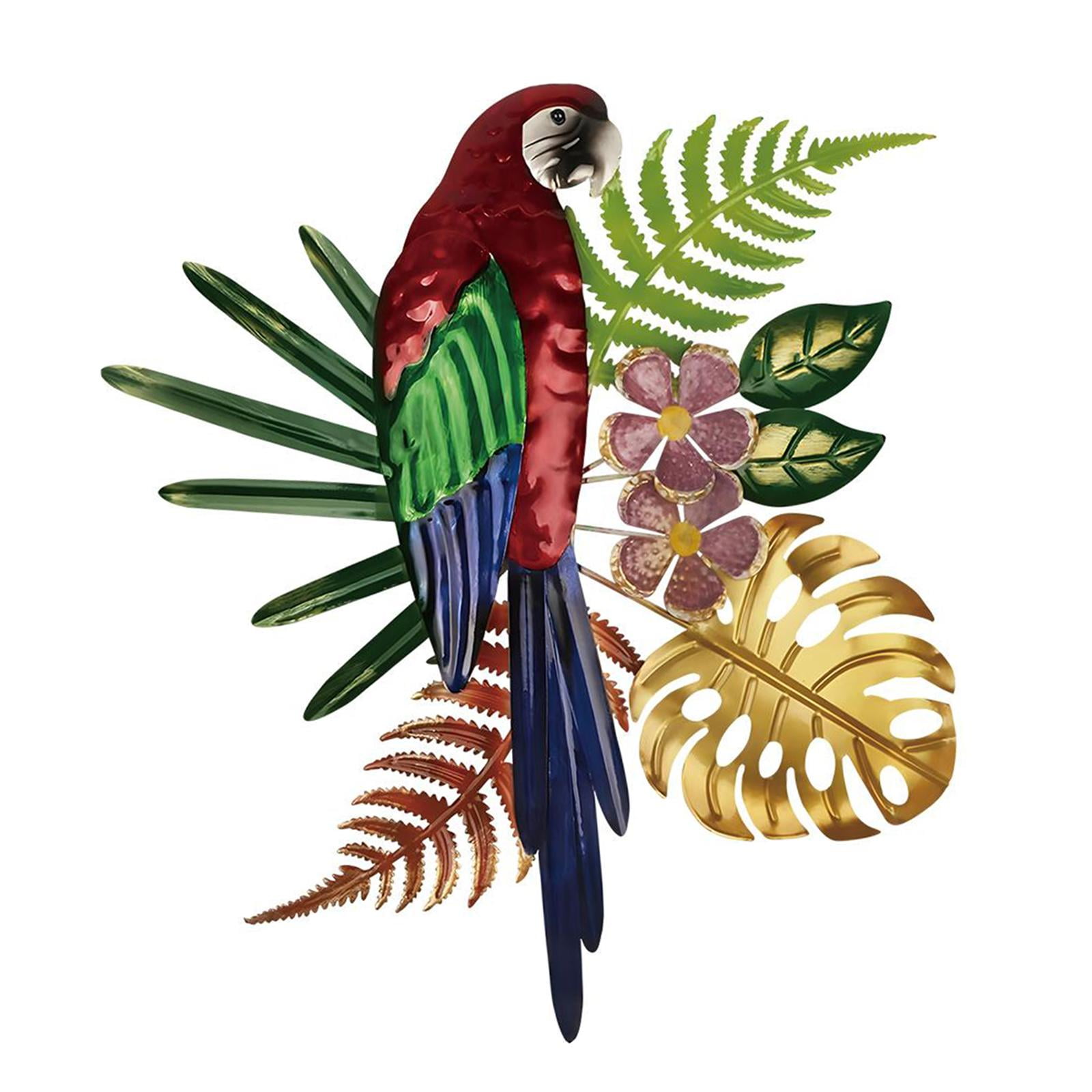 Magideal - Decoración De Pared De Loros De Hierro 2d, Escultura De Pájaros Temática Decorativa De Animales Decorativos, Obras De Arte Colgantes Para La Fiesta De