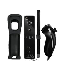 Aaronmei - Control Remoto Incorporado Motion Plus Compatible Nintendo Wii Set Nunchuck Controlador Inalámbrico Bluetooth Con Funda De Silicona Negro