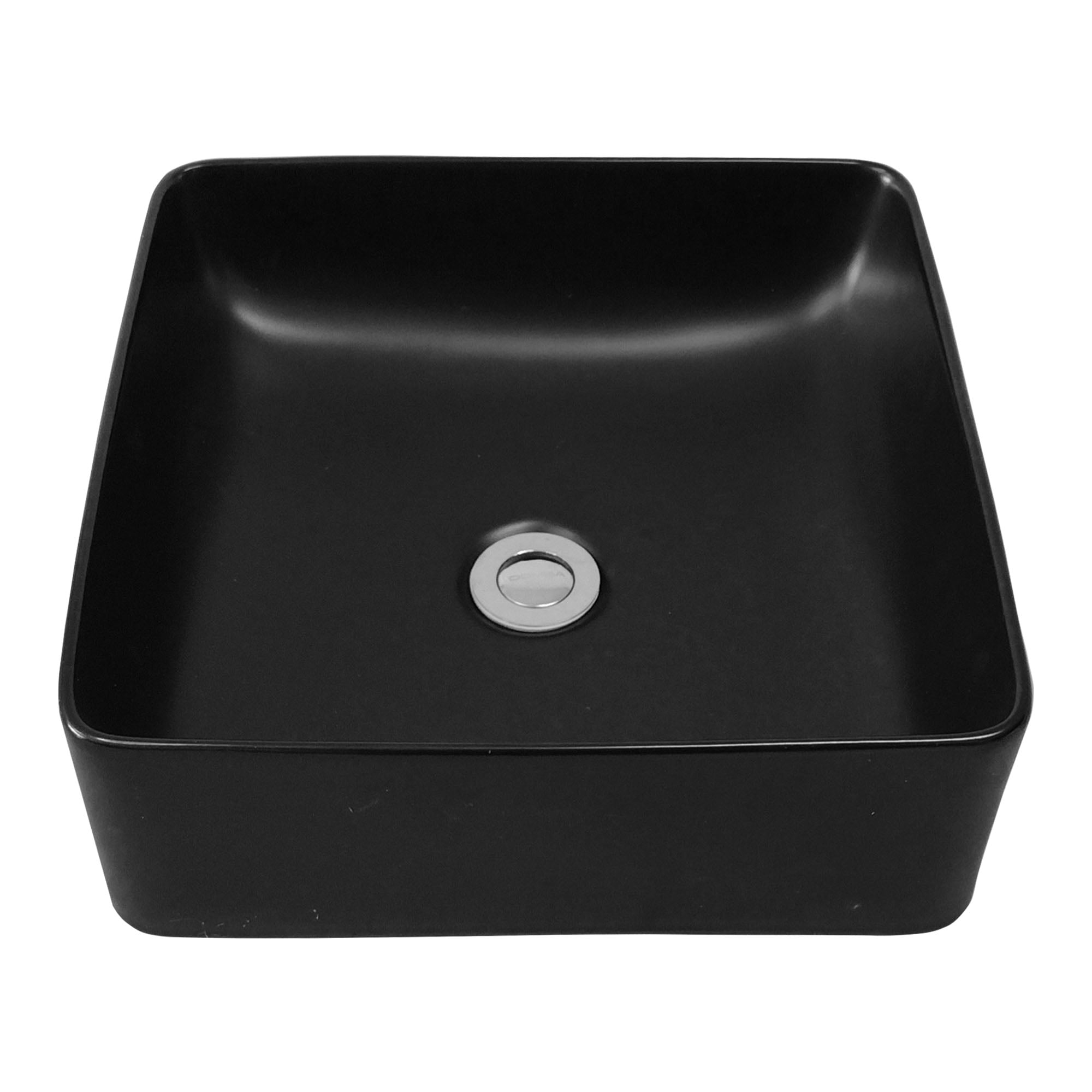 Domsa - Lavamanos Sobreponer Cuadrado Negro 37x37x13 Cm