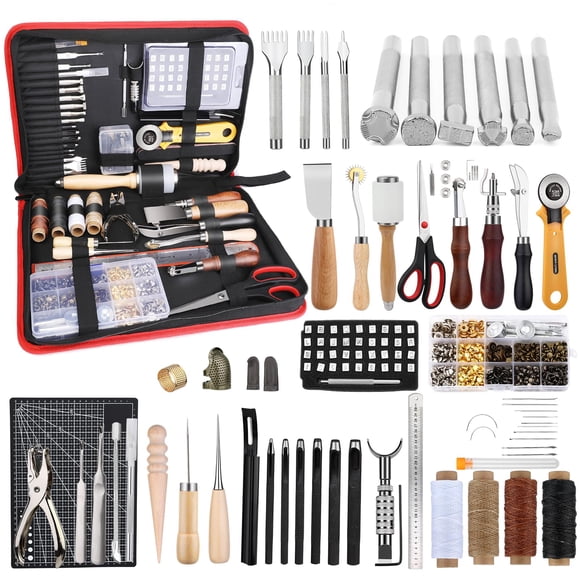 Kit de Cuero TLKKUE para Principiantes – Set de Herramientas de Artesanía