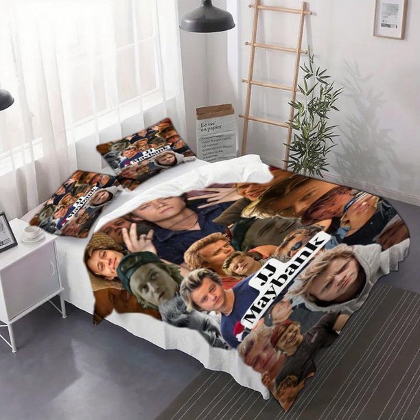 3pcs Golden Hair JJ Maybank Multi-Expression Collage Duvet Cover Set - Bedding Soft Quilt and Pillowcase Covers for All Seasons