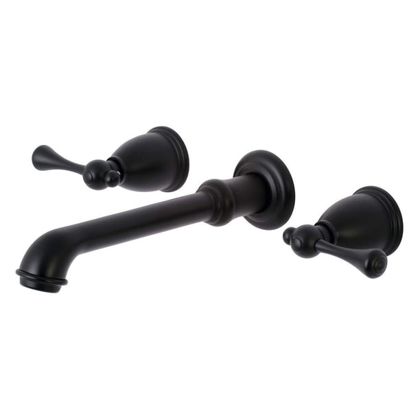 Grifo de baño Kingston Brass KS7120BL de montaje en pared de 8 pulgadas, negro mate