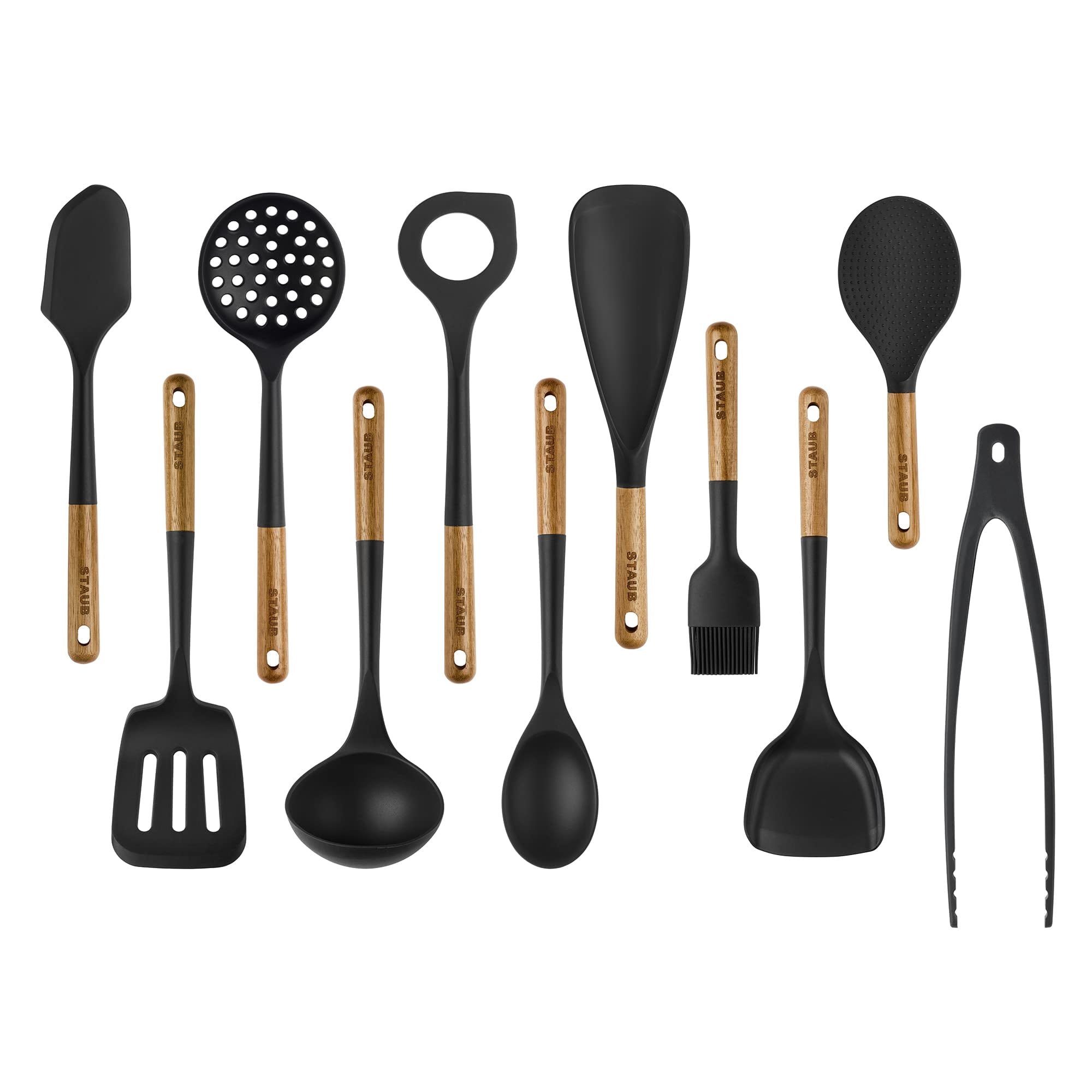 Juego De Utensilios De Cocina Staub De Silicona Con Mango De Madera, 11 Piezas