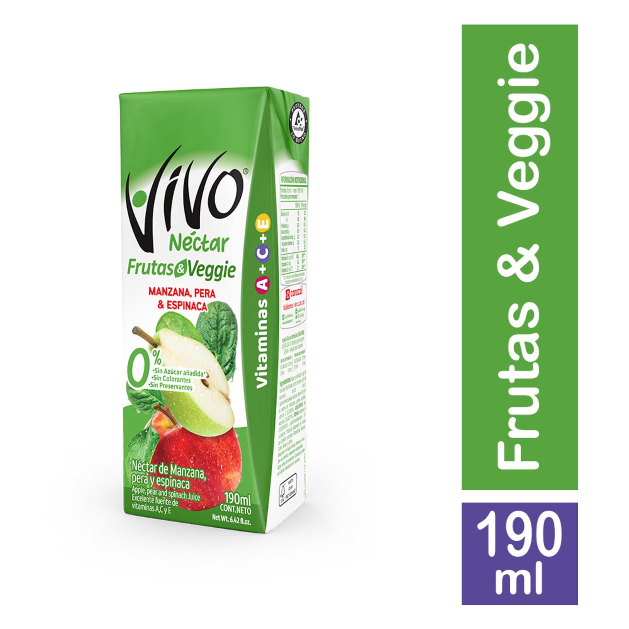 Néctar Sabor Manzana, Pera Y Espinaca Caja 190 ml Vivo