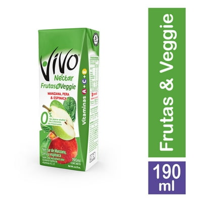 Néctar Sabor Manzana, Pera Y Espinaca Caja 190 Ml Vivo