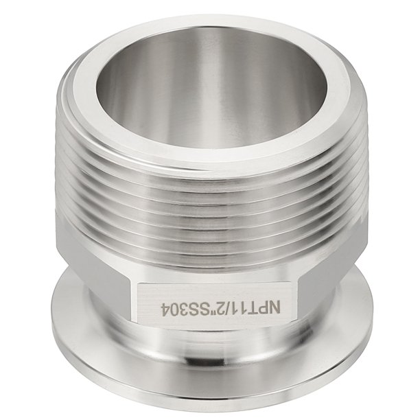Adaptador de abrazaderas tri de 1.5 pulgadas TC, 1 pieza de accesorios de abrazaderas tri a adaptador de rosca macho NPT 1-1/2 hexagonal de acero inoxidable 304
