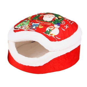 Genérico - Cama Para Gatos, Cueva Para Mascotas, Suave, Condominio, Linda Casa Navideña Para Gatos, Color Rojo