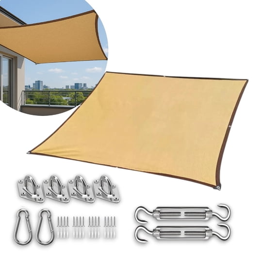 Genérico - Toldo Vela Sombra 3x5m Malla Rectangular + Kit De Anclaje