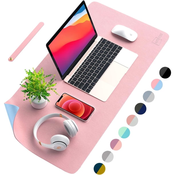 Protector De Escritorio De Piel Sintética De Doble Cara, Alfombrilla Grande Para Ratón, Tapete De Escritura, Impermeable, Organizador Para Escritorio, Oficina, Hogar, Mesa, Decoración De Juegos (rosa/
