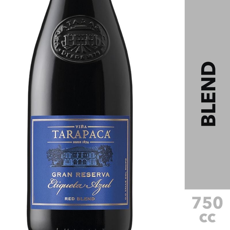Tarapacá - Vino Tinto Gran Reserva Blend Etiqueta Azul 14° Botella