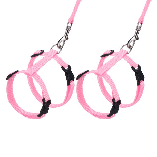 Uxcell 2Pcs Arnés y Correa para Conejo a Prueba de Escape Arnés para Animales Pequeños Correa Suave con Hebilla Ajustable Rosa para Paseo de Cachorros