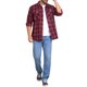 thumbnail image 2 of INSPIRE CHIC Camisas de Hombre de Manga Larga Ajustadas con Botones y Bolsillo a Cuadros de Colores Contrastantes M Rojo Azul, 2 of 7