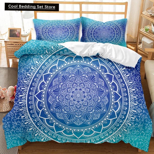 Bohemian Mandala Duvet Cover Queen Size Tie Dye Spiral Duvet Cover Hippie Boho Bedding Set Exotic Floral Polyester Qulit Cover