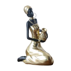 Magideal - Estatua De Señora Tribal Africana, Decoración De Mesa, Adorno De Resina Decorativo Pintado A Mano Para Decoración De Cafetería Y Bar, Multifuncional 165X8X95Cm