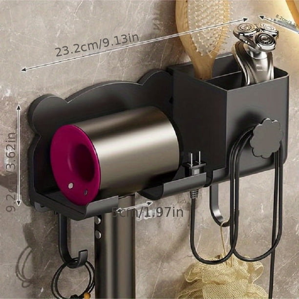 Organize Your Bathroom with Our Sturdy ABS Hair Dryer Holder and Storage Rack - Includes Strong Adhesive for Easy Hanging