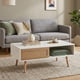 thumbnail image 2 of 41.34" Rattan Coffee table, sliding door for storage, solid wood legs, Modern table for living room ,White, 2 of 3