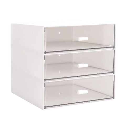 Magideal - Organizador De Escritorio Con Cajones, Caja De Almacenamiento, Contenedor De Mesa, Artículos De Tocador De Oficina, Cosméticos, Contenedor De Almacena 3 Cajones