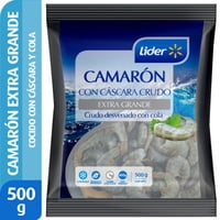 Camarón Extra Grande Con Cáscara Con Cola Crudo 500 G Lider
