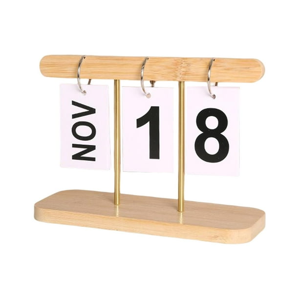 Calendario de escritorio, página giratoria, calendario con tapa, calendario de mesa independiente para el hogar, oficina, decoración de granj Madera