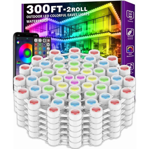 Luces Rgb Para Exteriores 300ft Con Control Inteligente De Aplicaciones Ip67