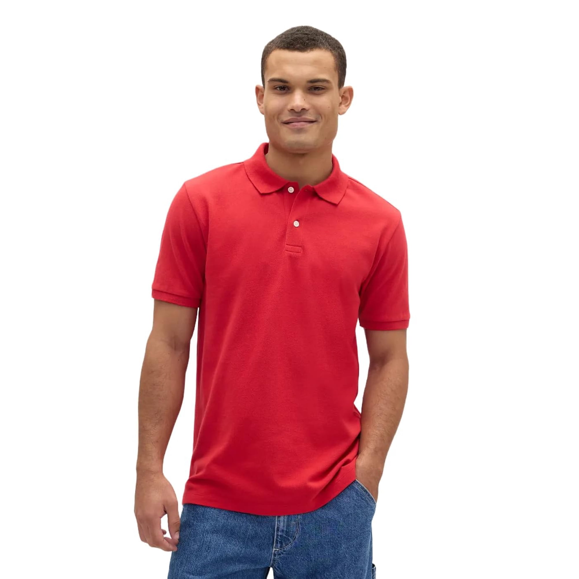 Polo Gap Para Hombre De Piqué Elástico Rojo Moderno Talla Xl