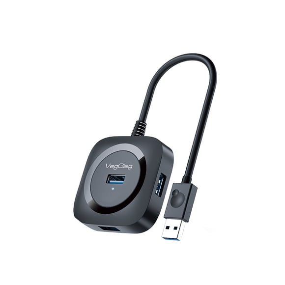 Hub Veggieg Usb 3.0 Hub Usb Con 4 Puertos Usb 3.0 Color Negro Indicador De Funcionamiento Elegante 5gbps