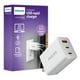 thumbnail image 1 of Cargador Philips para iPhone, carga rápida, 65 W, USB C, 3 puertos, blanco, 1 of 3