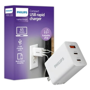 Cargador Philips Para Iphone, Carga Rápida, 65 W, Usb C, 3 Puertos, Blanco
