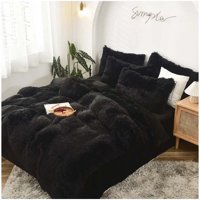 Genérico - Cubrecama Peludo Con Chiporro Negro 2 Plazas