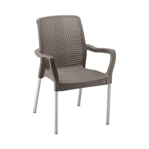 Rimax - Silla Plastico Con Brazos Y Con Patas De Aluminio Cafe Tamaño Único