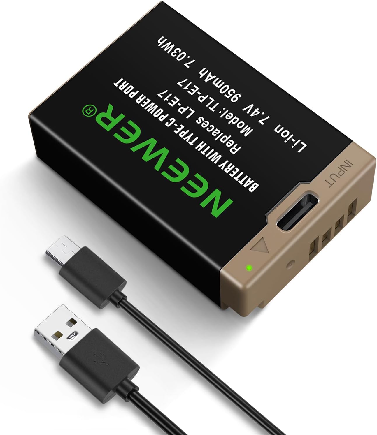 Batería Usb-C Recargable Neewer Lp-E17 7.4V 950Mah